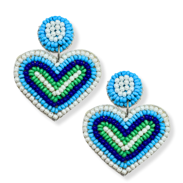 Beaded Heart Dangle Handmade Charm Jewelry Earrings