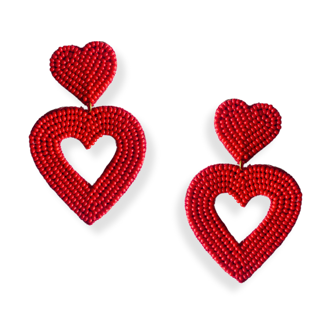 Heart earrings red deals