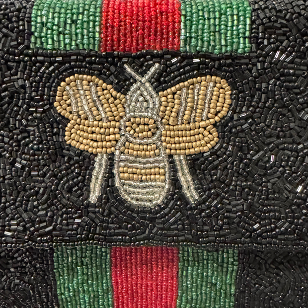 Red Floral Beaded Clutch Purse | Handmade Party Bag with Chain (Copy)