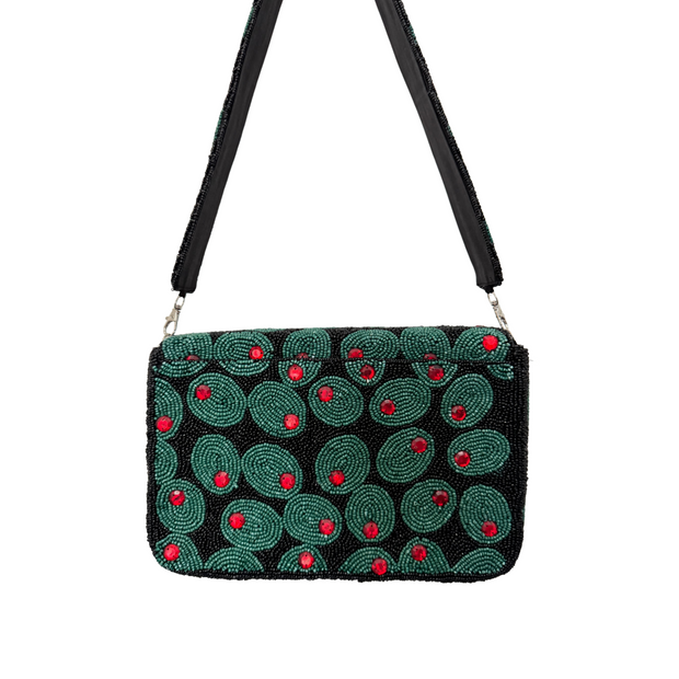 Black Olive Beaded Shoulder Bag – Handmade Cocktail Fruit Purse