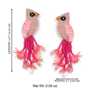 Pink Bird  Earrings – Handmade Beaded Earrings