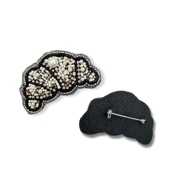 Croissant Brooch Beaded Handmade Charm Jewelry Gift Foodie Pin