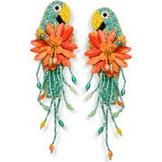 Teal Dangle Earrings Handmade Beaded Jewelry