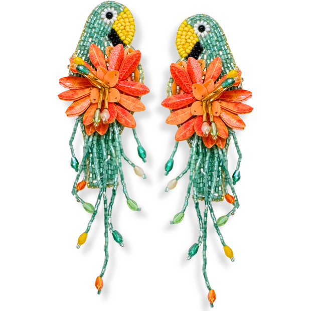 Teal Dangle Earrings Handmade Beaded Jewelry