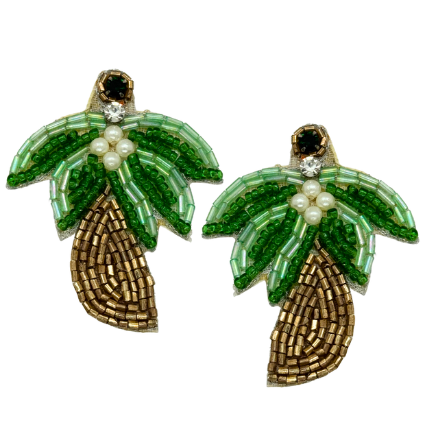 Palm Tree Earrings Beaded Handmade Charm Fine Jewelry Tropical Gift