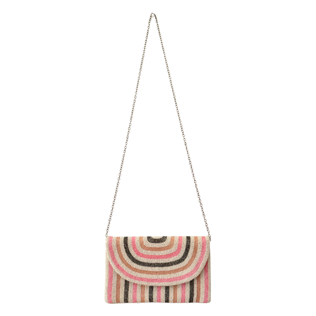 Concentric Striped Beaded Clutch Purse – Handmade Sequin Evening Bag