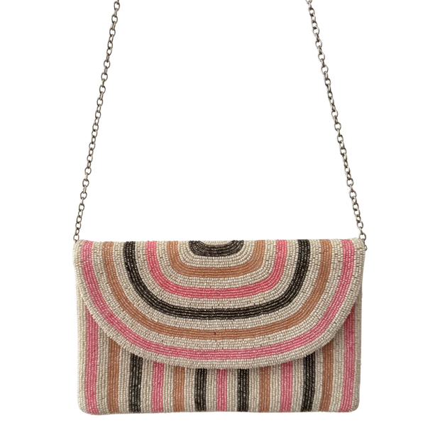 Concentric Striped Beaded Clutch Purse – Handmade Sequin Evening Bag