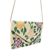 Beaded Rose Clutch Bag – Handmade Floral Beaded Purse