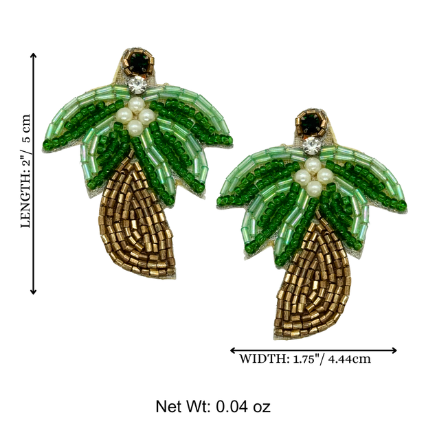Palm Tree Earrings Beaded Handmade Charm Fine Jewelry Tropical Gift