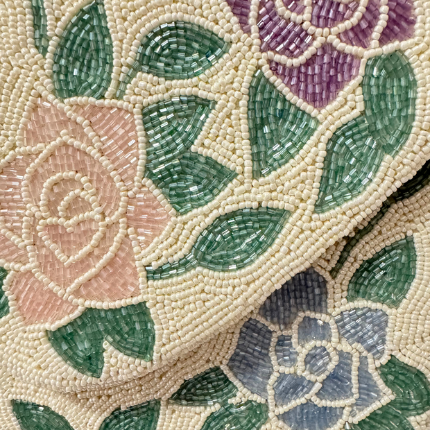 Beaded Rose Clutch Bag – Handmade Floral Beaded Purse