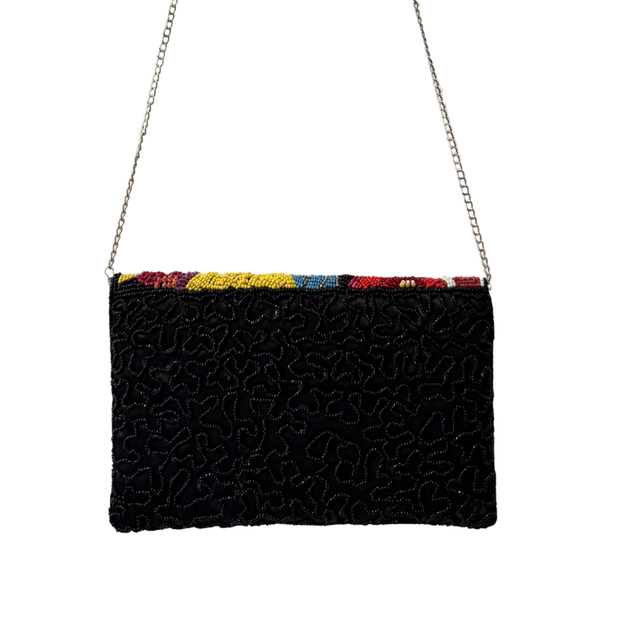 Multicolor Floral Beaded Clutch – Handmade Wedding & Party Purse