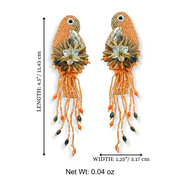 Orange Parrot Tropical Fringe Beaded Earrings