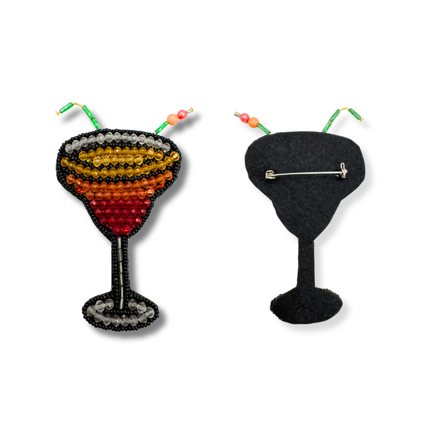 Margarita Brooch Beaded Handmade Charm Jewelry Cocktail Drink Gift