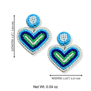 Beaded Heart Dangle Handmade Charm Jewelry Earrings