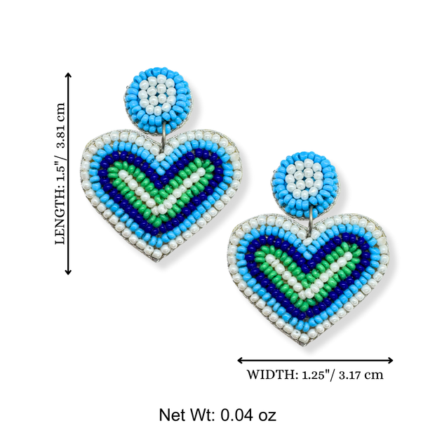 Beaded Heart Dangle Handmade Charm Jewelry Earrings