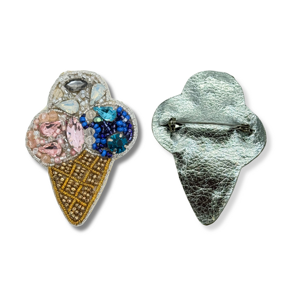 Ice Cream Brooch Beaded Handmade Charm Jewelry Cone Foodie Gift Pin