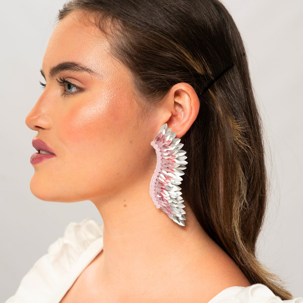 Lilac Silver Wing Earrings