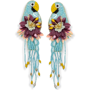 Light Blue Parrot Dangle Earrings Handmade Beaded Jewelry