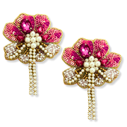Pink Flower Dangle Handmade Sequin Charm Jewelry Gift