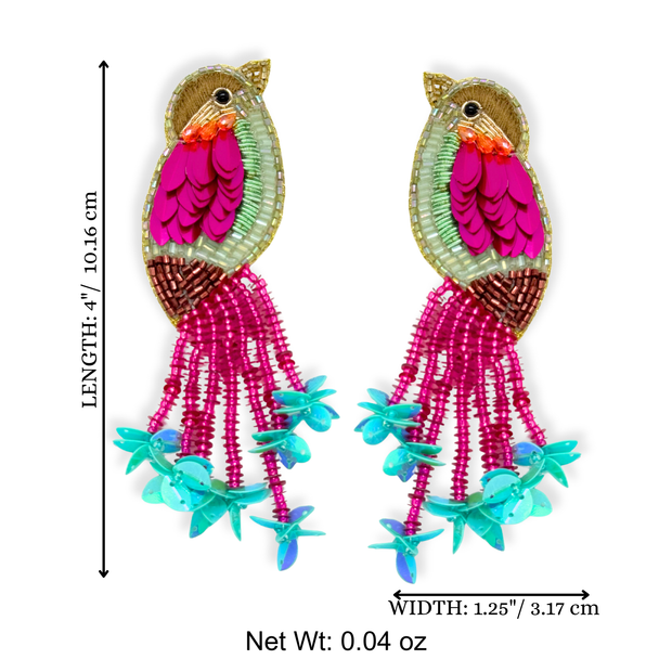 Bird of Paradise Earrings – Handmade Beaded Statement Jewelry for Women
