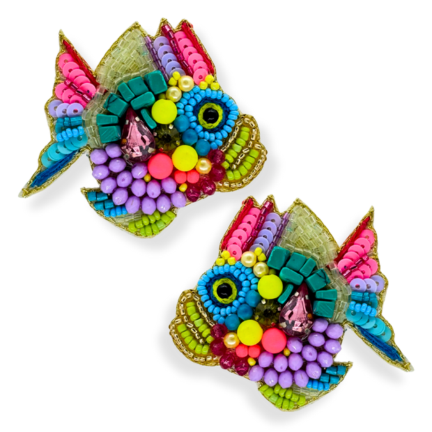 Angelfish Earrings Handmade Beaded Ocean Jewelry
