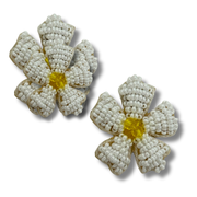 White Flower Post Handmade Beaded Charm Jewelry Stud