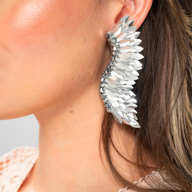 Silver Statement Wing Earrings