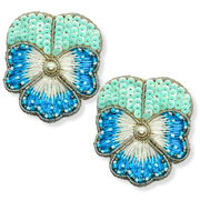 Pansy Flower Handmade Beaded Charm Jewelry Earrings