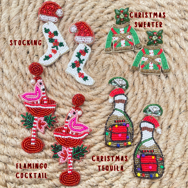 Christmas beaded Earrings