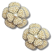 Flower Stud Earrings Beaded Handmade Jewelry Pearl Charm Elegant Gift