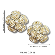 Flower Stud Earrings Beaded Handmade Jewelry Pearl Charm Elegant Gift