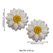 Daisy Earrings Beaded Handmade Charm Jewelry Flower Yellow Gift Stud