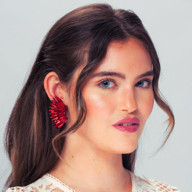 Red Crystal Wing Earrings