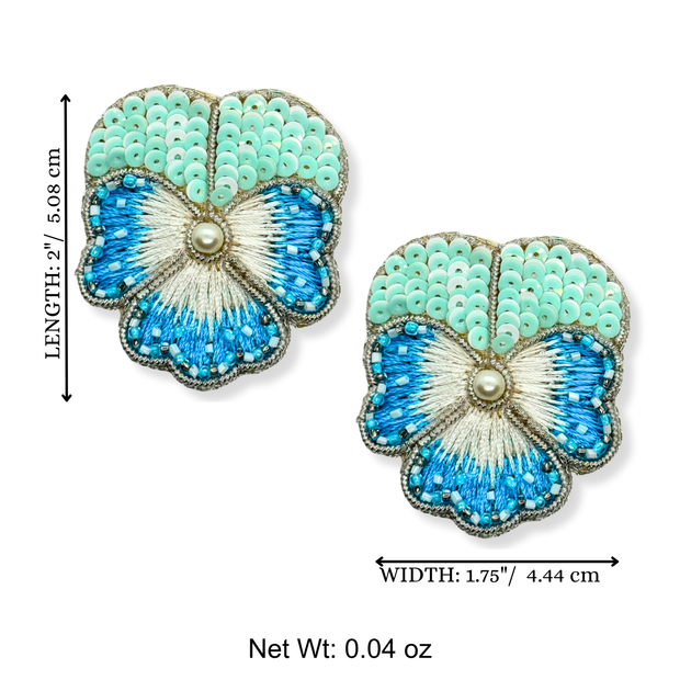 Pansy Flower Handmade Beaded Charm Jewelry Earrings
