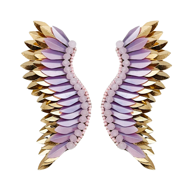 Statement Wing Earrings - Lavender/Gold