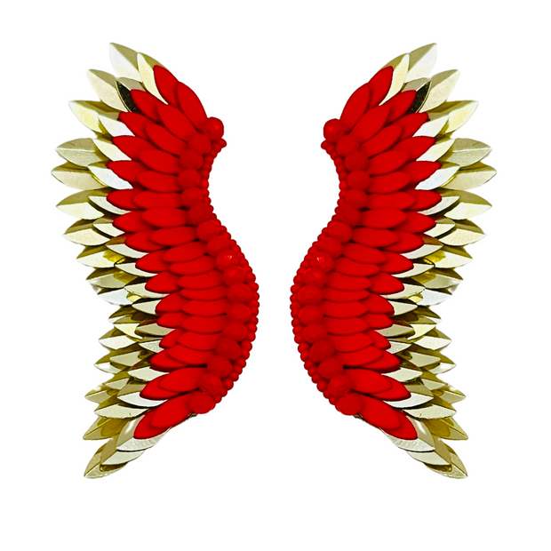 Statement Wing Earrings -Red Gold