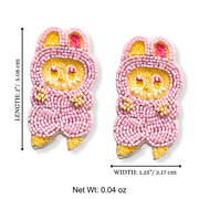 Pink Labubu Doll Earrings Handmade Beaded Jewelry