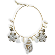 Seashell Charm Beaded Flower Handmade Jewelry Necklace