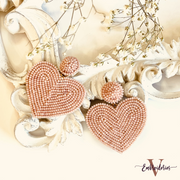 Romane Earrings -Pale pink Heart Earrings