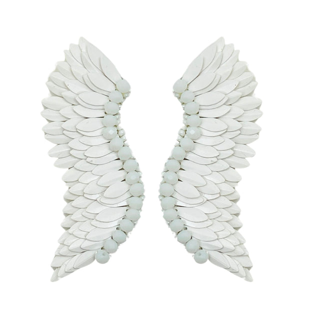 Statement Wing Earrings - White