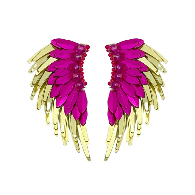 Ethereal Fuchsia Gold Wing Earrings