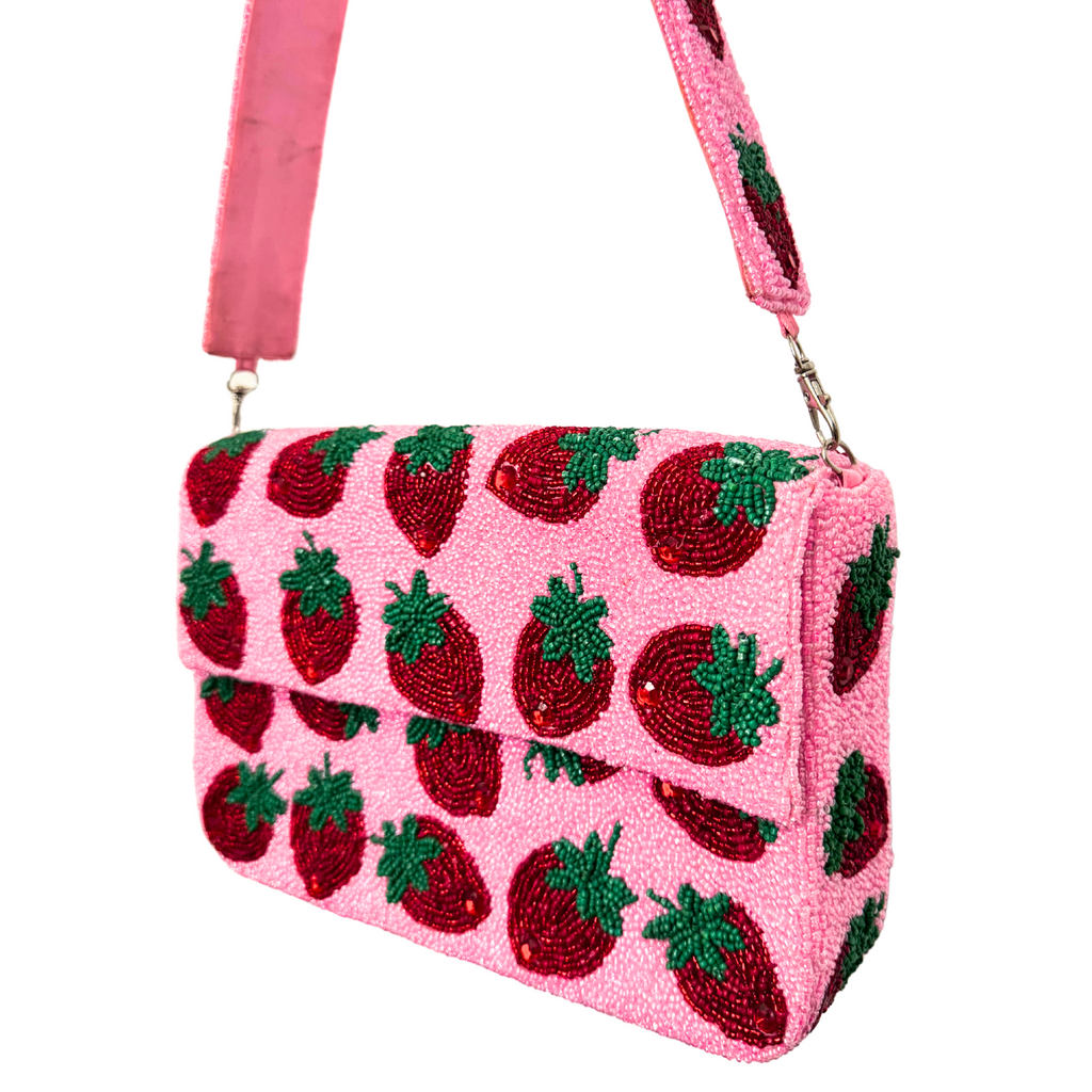 Pink Strawberry Beaded Handbag | Zara Fruit Purse | Y2K