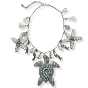 Sea Turtle Charm Handmade Beaded Starfish Jewelry Necklace