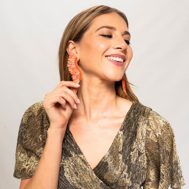 Orange Wing Earrings 