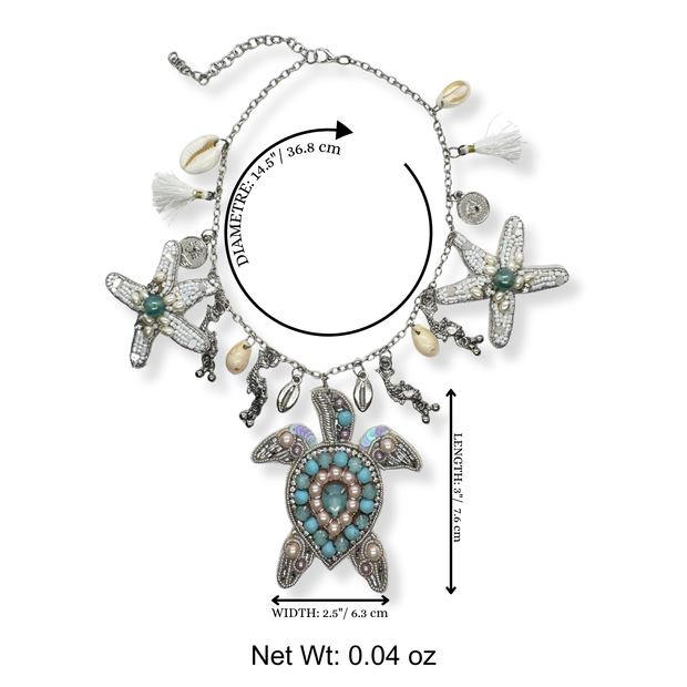 Sea Turtle Charm Handmade Beaded Starfish Jewelry Necklace