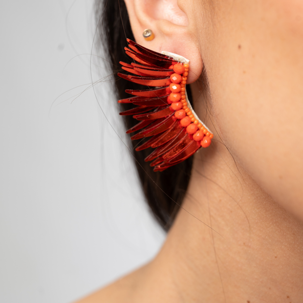 Sunset Angel Wing Earrings - Orange Wing Earrings