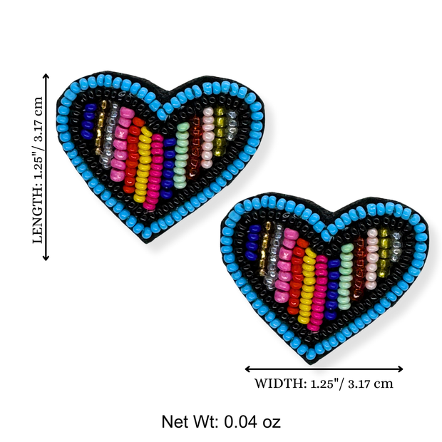 Colorful Heart Earrings Handmade Beaded Love Jewelry