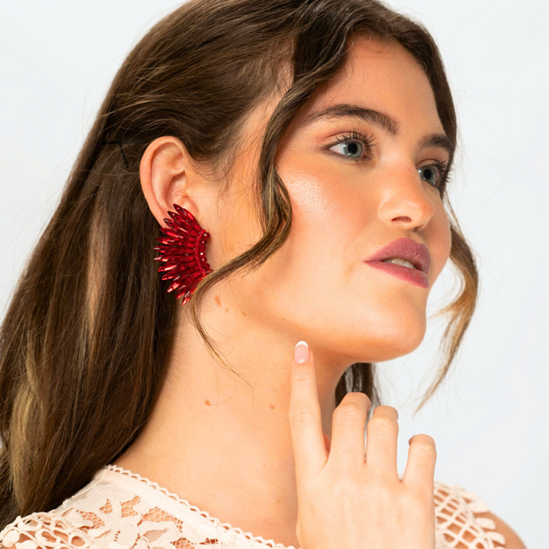 Red Crystal Wing Earrings - Red Crystal Earrings