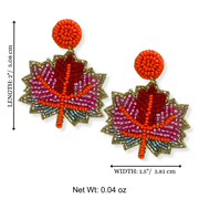 Maple Leaf Earrings Autumn Handmade Beaded Charm Jewelry