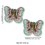 Butterfly Charm Earrings Handmade Beaded Jewelry Pink Green